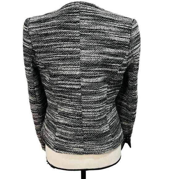 ECRU Womens Gray black metallic tweed collarliss blazer full zip jacket size 4 - Picture 7 of 13
